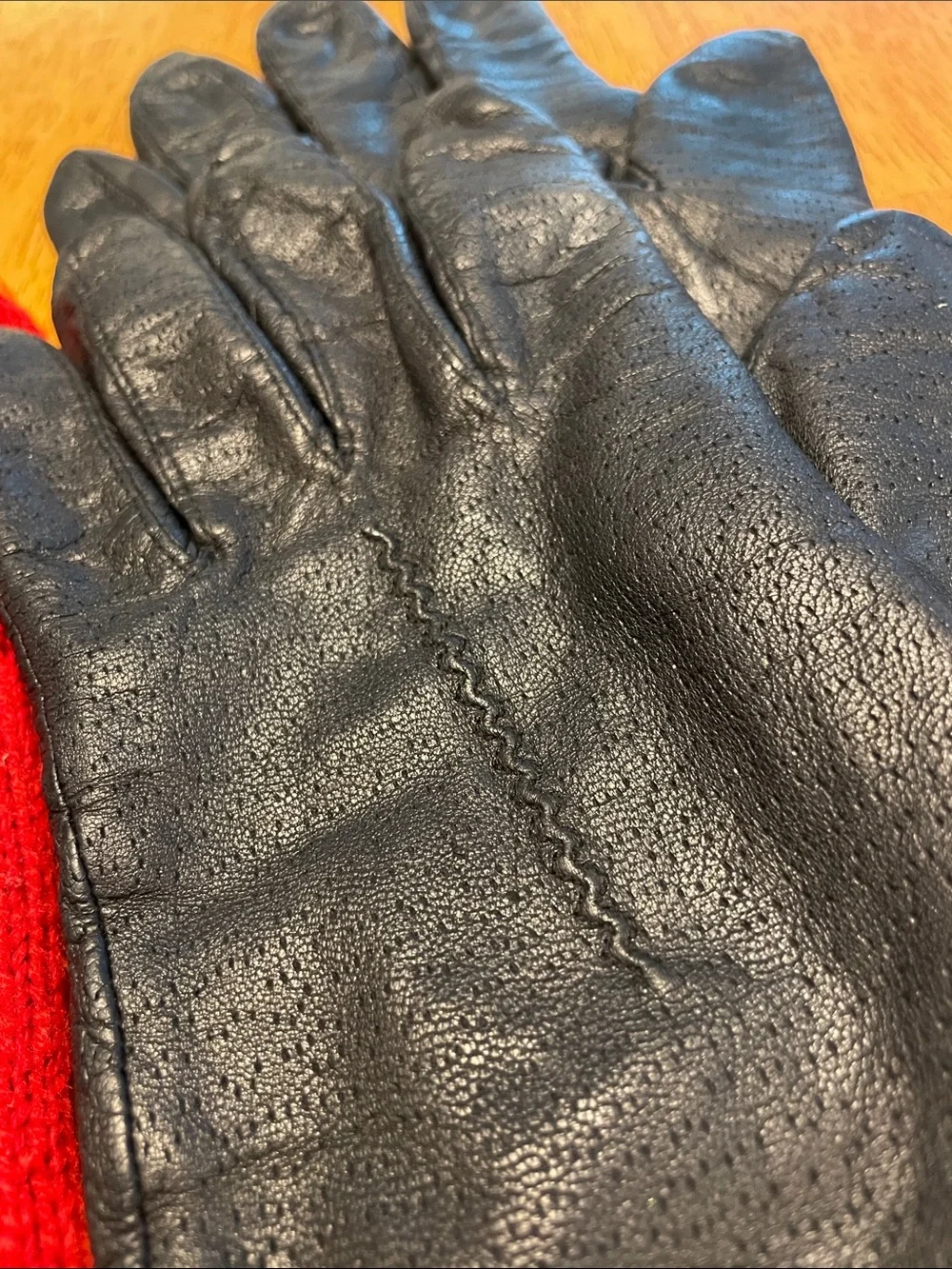 Women’s Fownes Leather & Unbranded Knit Gloves - Red and Black